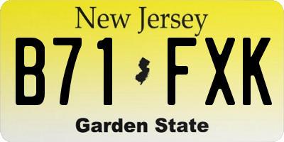 NJ license plate B71FXK