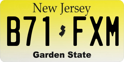 NJ license plate B71FXM