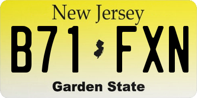 NJ license plate B71FXN
