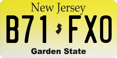 NJ license plate B71FXO