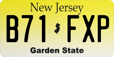 NJ license plate B71FXP