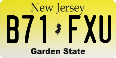NJ license plate B71FXU