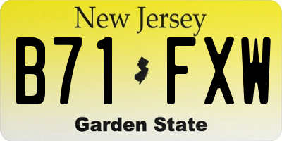 NJ license plate B71FXW
