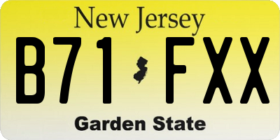 NJ license plate B71FXX