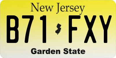 NJ license plate B71FXY