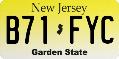 NJ license plate B71FYC