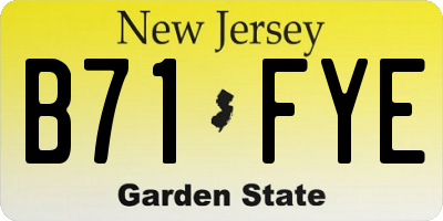 NJ license plate B71FYE
