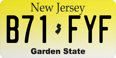 NJ license plate B71FYF