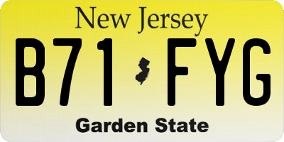 NJ license plate B71FYG