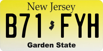 NJ license plate B71FYH