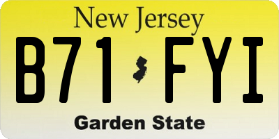 NJ license plate B71FYI
