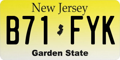 NJ license plate B71FYK
