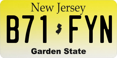NJ license plate B71FYN