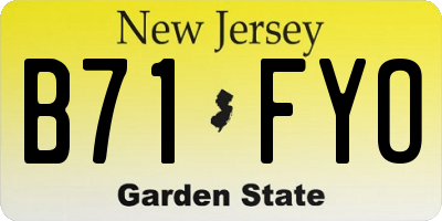NJ license plate B71FYO