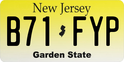 NJ license plate B71FYP