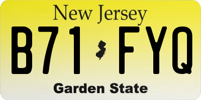 NJ license plate B71FYQ