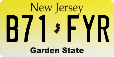 NJ license plate B71FYR