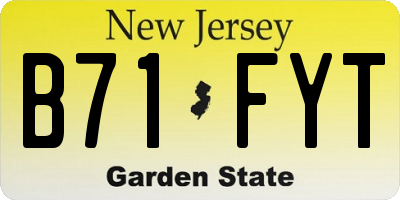 NJ license plate B71FYT