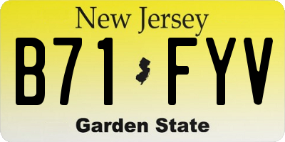 NJ license plate B71FYV
