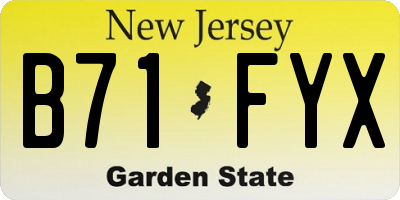 NJ license plate B71FYX