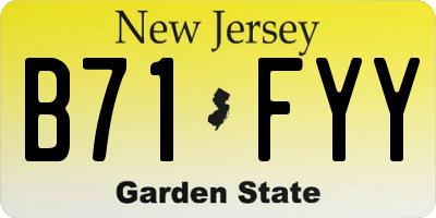 NJ license plate B71FYY