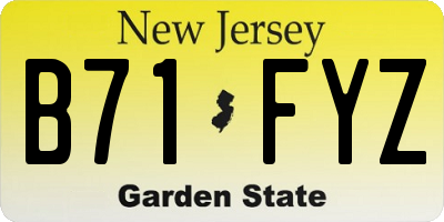 NJ license plate B71FYZ