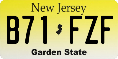 NJ license plate B71FZF