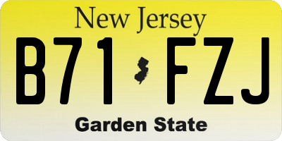 NJ license plate B71FZJ