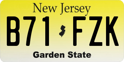 NJ license plate B71FZK