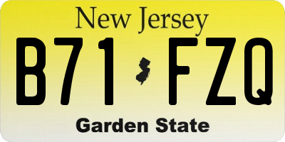NJ license plate B71FZQ