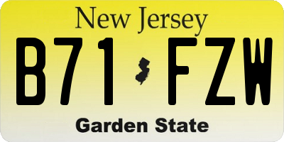 NJ license plate B71FZW