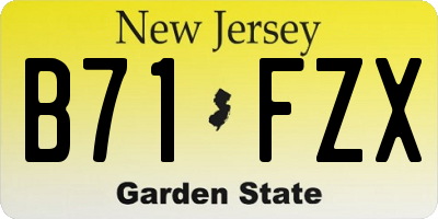 NJ license plate B71FZX