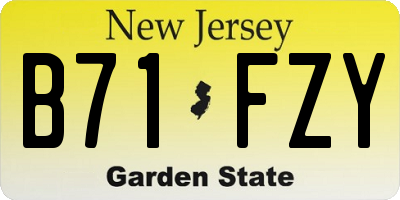NJ license plate B71FZY