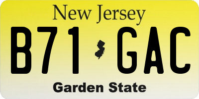 NJ license plate B71GAC