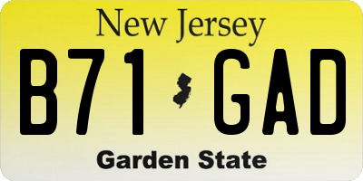 NJ license plate B71GAD