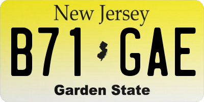NJ license plate B71GAE