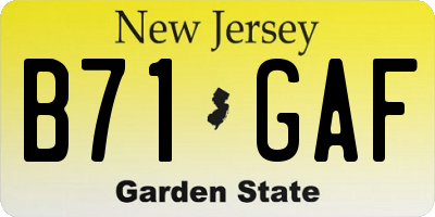 NJ license plate B71GAF