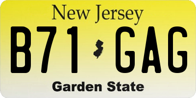 NJ license plate B71GAG