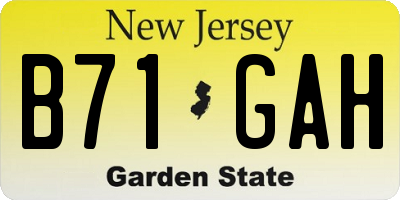 NJ license plate B71GAH