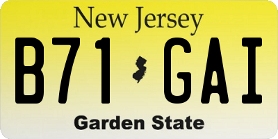 NJ license plate B71GAI
