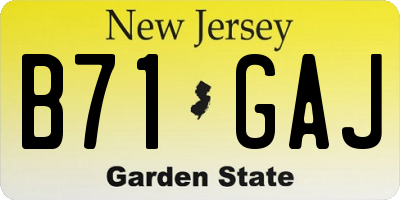 NJ license plate B71GAJ