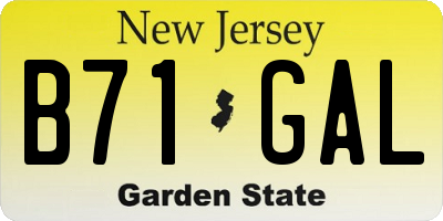 NJ license plate B71GAL