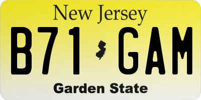 NJ license plate B71GAM