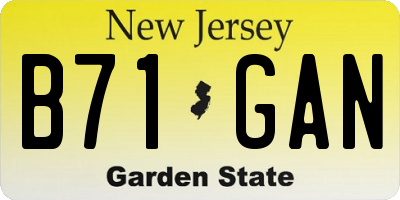 NJ license plate B71GAN