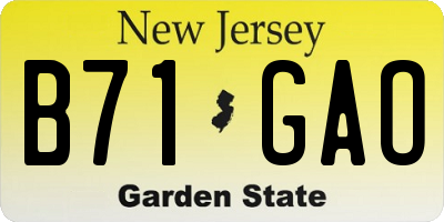 NJ license plate B71GAO