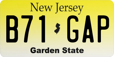 NJ license plate B71GAP