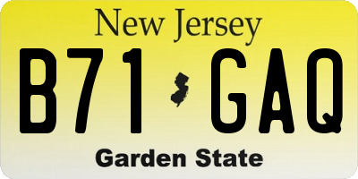 NJ license plate B71GAQ