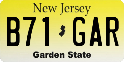 NJ license plate B71GAR