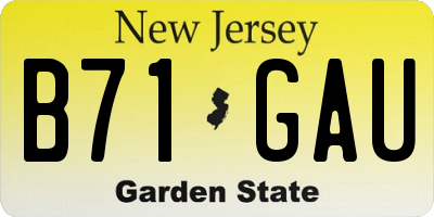 NJ license plate B71GAU