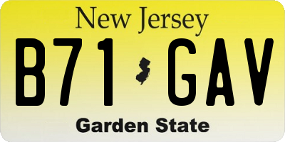 NJ license plate B71GAV